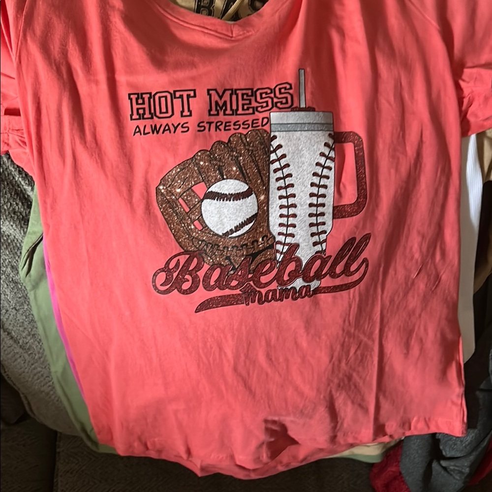 Baseball Mama women’s Shirt - Coral